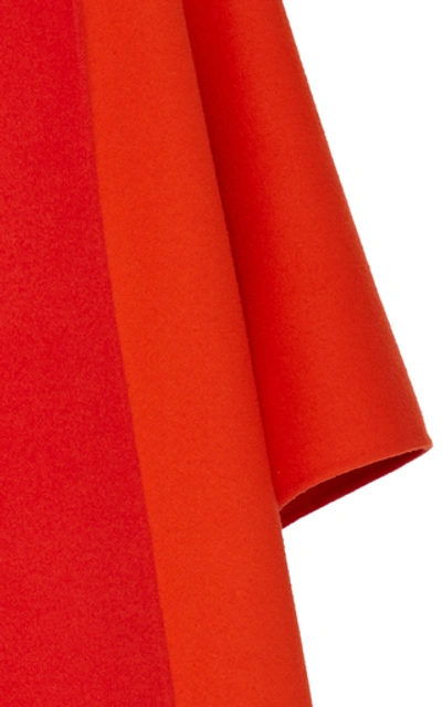 Shop Ralph Lauren Kellin Reversible Wool Poncho In Orange