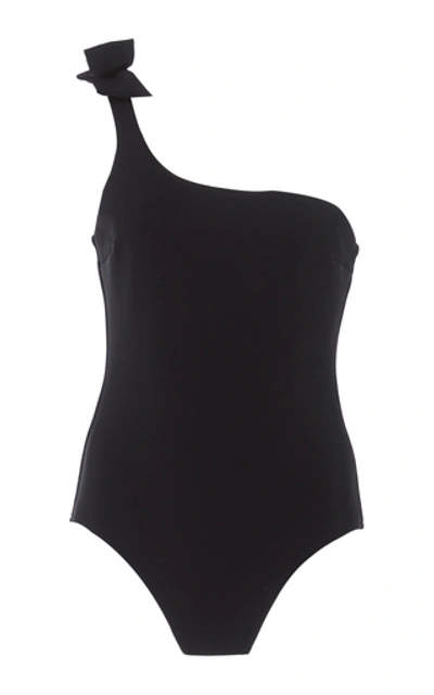 Shop Zimmermann Zinnia Bow-detailed One-shoulder Swimsuit In Black