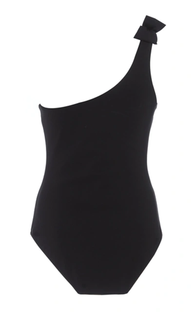 Shop Zimmermann Zinnia Bow-detailed One-shoulder Swimsuit In Black