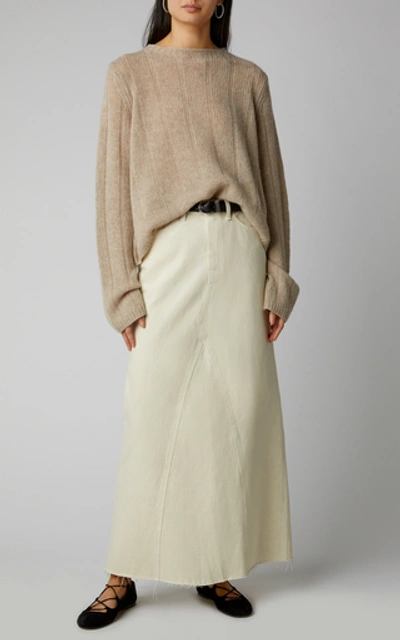 Shop Khaite Magdalena Denim Maxi Skirt In White