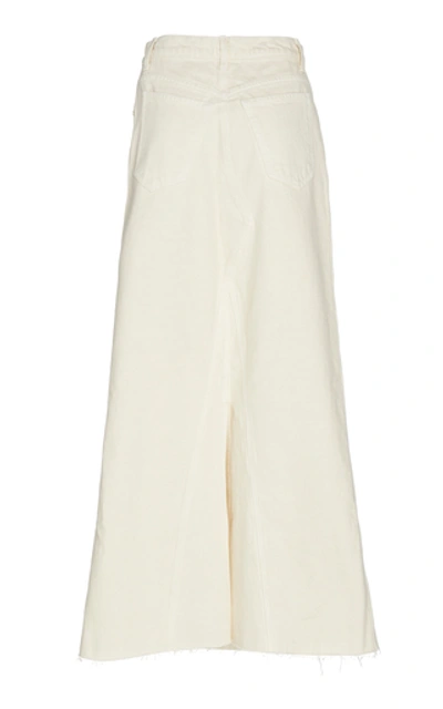 Shop Khaite Magdalena Denim Maxi Skirt In White
