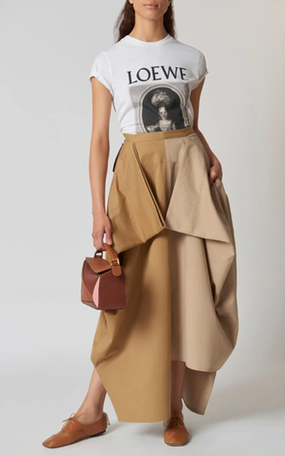 Shop Loewe Two-tone Paneled Cotton-twill Maxi Skirt In Neutral