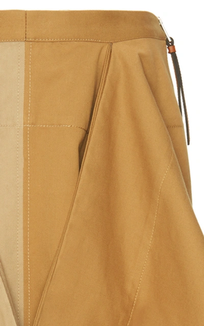 Shop Loewe Two-tone Paneled Cotton-twill Maxi Skirt In Neutral