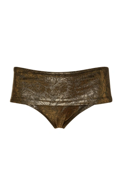 Shop Marie France Van Damme Metallic Jacquard Bikini Set In Gold