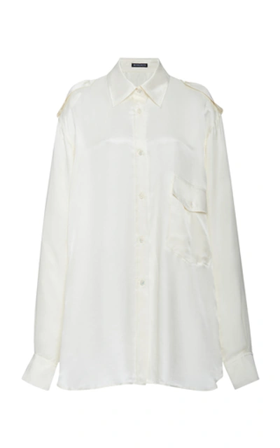 Shop Ann Demeulemeester Oversized Satin Shirt In White