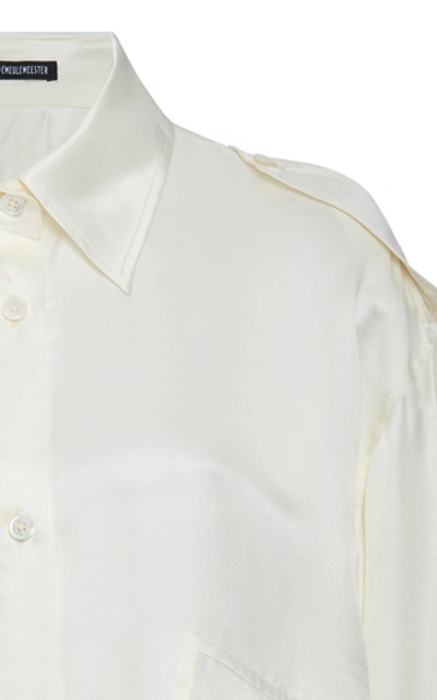 Shop Ann Demeulemeester Oversized Satin Shirt In White
