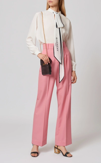 Shop Givenchy Wool Straight-leg Pants In Pink