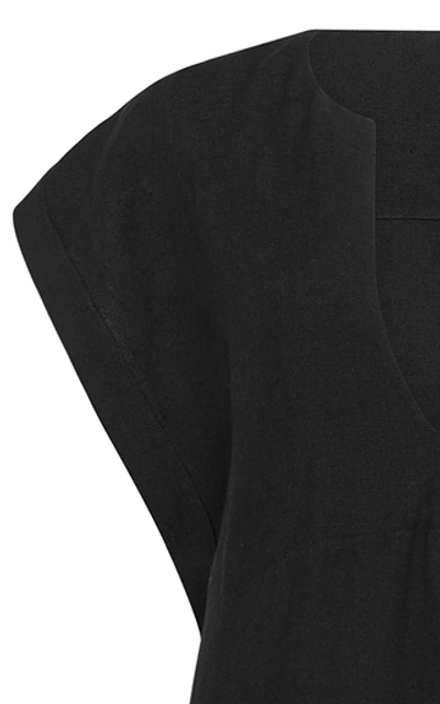 Shop Matteau Swim Linen And Cotton-blend Midi Dress In Black