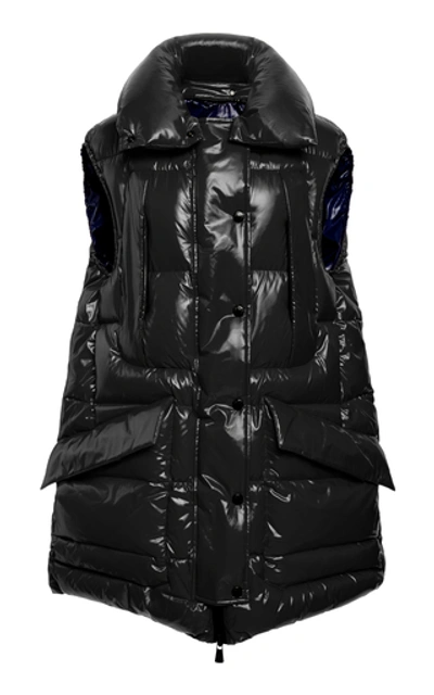 Shop Moncler Myra Oversized Quilted Shell Down Vest In Black