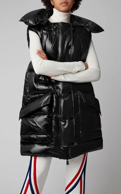 Shop Moncler Myra Oversized Quilted Shell Down Vest In Black