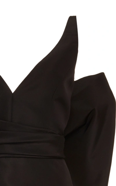 Shop Carolina Herrera Bow-detailed Silk-taffeta Mini Dress In Black