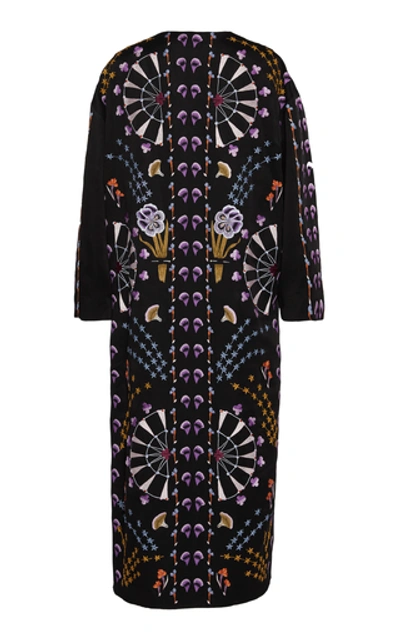 Shop Temperley London Effie Embroidered Kimono Coat In Black