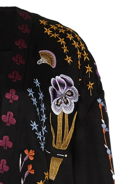Shop Temperley London Effie Embroidered Kimono Coat In Black