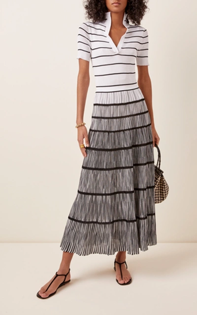 Shop Missoni Striped Ombré Ribbed-knit Dress In Multi