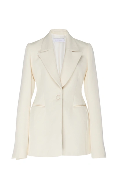 Shop Marina Moscone Cotton-blend Blazer In White