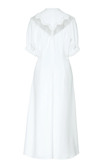 Shop Beaufille Ocampo Puff-sleeve Crepe Midi Dress In White