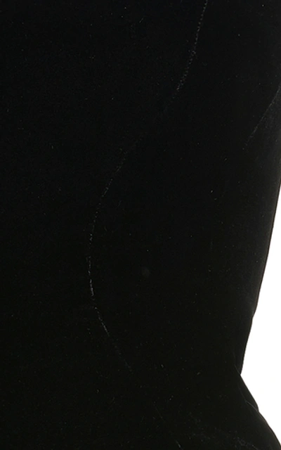Shop Brandon Maxwell Asymmetric Strapless Velvet Mini Dress In Black