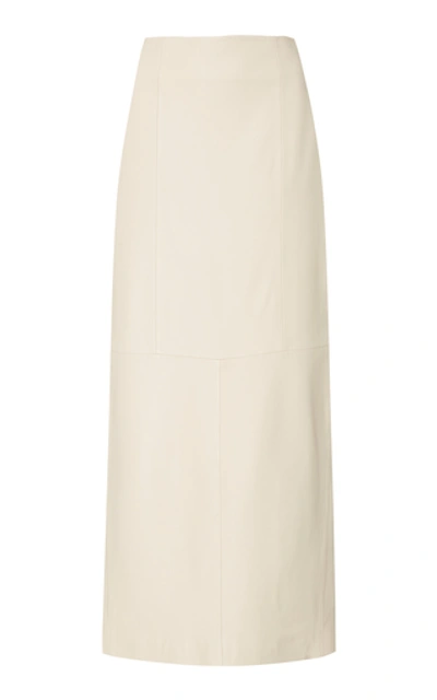 Shop Co Lambskin Midi-length Pencil Skirt In White