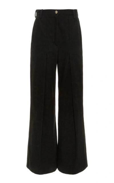 Shop Goldsign The Trouser High-rise Pleated Wide-leg Jeans In Black
