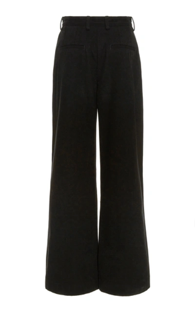 Shop Goldsign The Trouser High-rise Pleated Wide-leg Jeans In Black