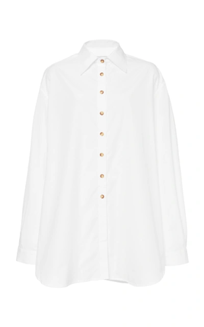Shop Anna Quan Alfie Cotton-blend Poplin Shirt In White