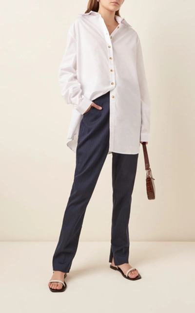 Shop Anna Quan Alfie Cotton-blend Poplin Shirt In White