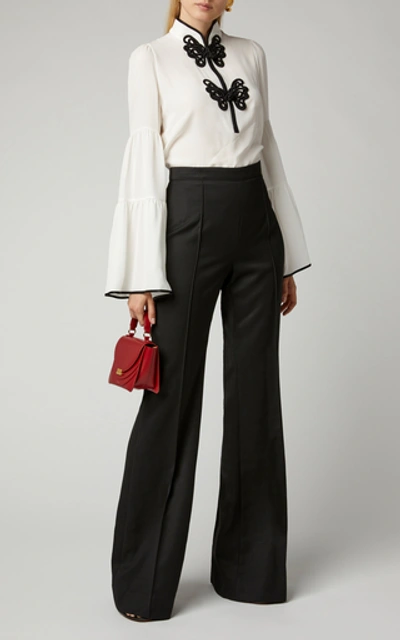 Shop Andrew Gn Wool Flared Pants In Black