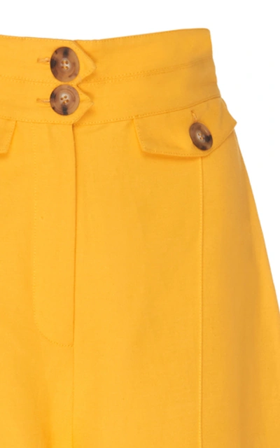 Shop Significant Other Dahlia Linen-blend Wide-leg Pants In Yellow