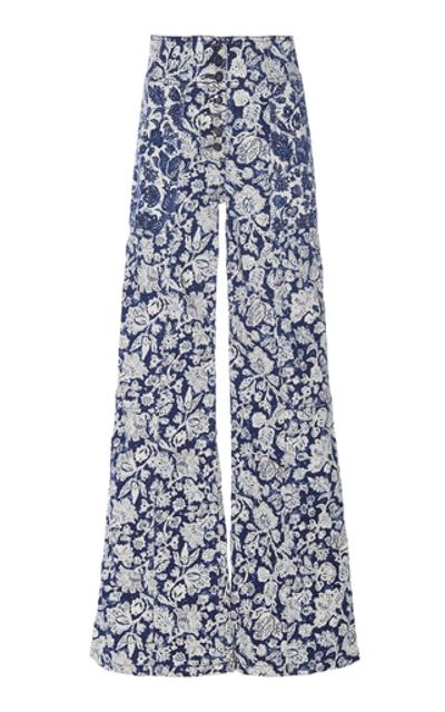 Shop Ulla Johnson Greer Rigid High-rise Wide-leg Jean In Floral