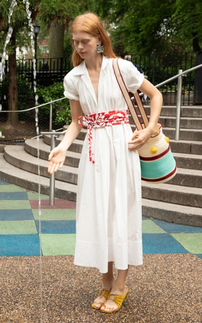 Shop Rosie Assoulin Belted Cotton-poplin Shirt Dress In White