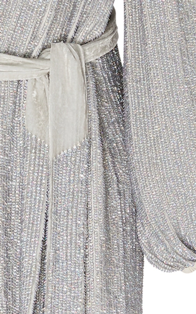 Shop Retroféte Audrey Sequined Midi Dress In Silver