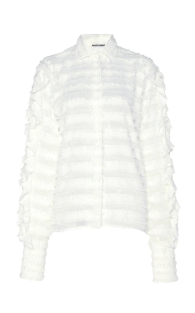 Shop Anais Jourden Confetti Ruffled Lace Button-down Shirt In White