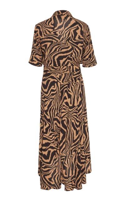 Shop Ganni Animal-printed Midi Dress