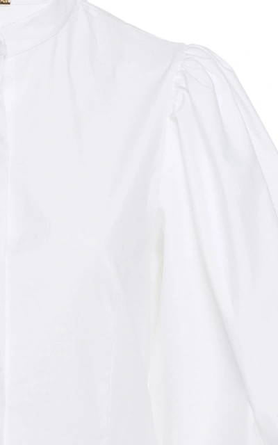 Shop Adam Lippes Fitted Cotton Poplin Button-front Top In White