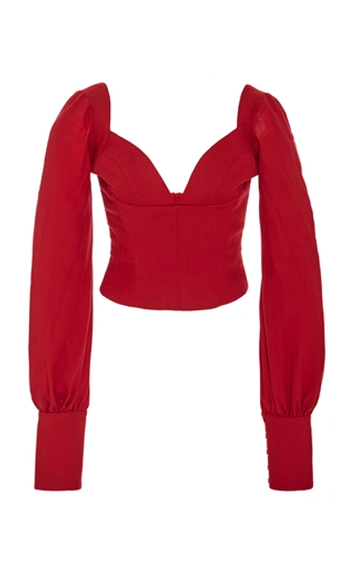 Shop Andres Otalora Cecil Wool Fitted Top In Red