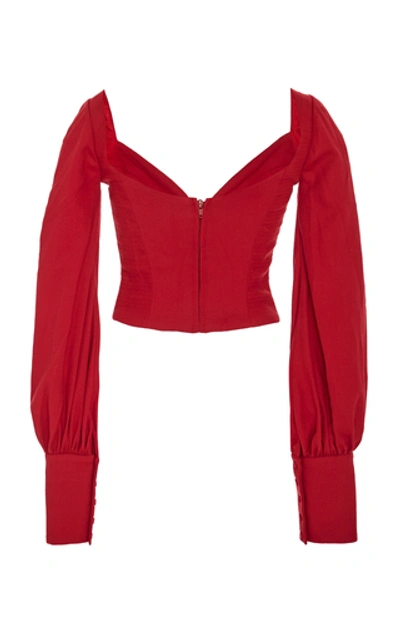 Shop Andres Otalora Cecil Wool Fitted Top In Red