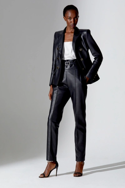 Shop Alexandre Vauthier Belted Leather Straight-leg Pants In Black