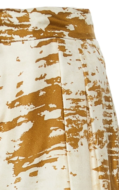 Shop Max Mara Acume Printed Silk Wide-leg Pants In Gold