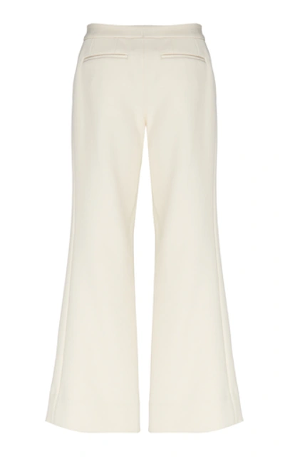 Shop Marina Moscone Cotton-blend Wide-leg Pants In White