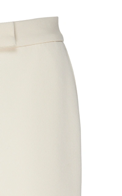 Shop Marina Moscone Cotton-blend Wide-leg Pants In White