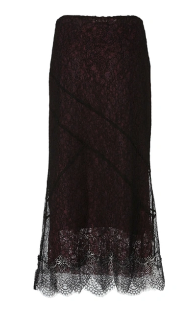 Shop Anais Jourden Two-tone Lace Midi Skirt In Black