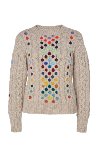 Shop Rosie Assoulin Wool Cable-knit Sweater In Neutral