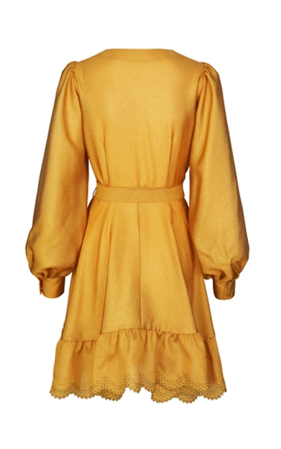 Shop Stine Goya Farrow Belted Crepe De Chine Dress In Gold