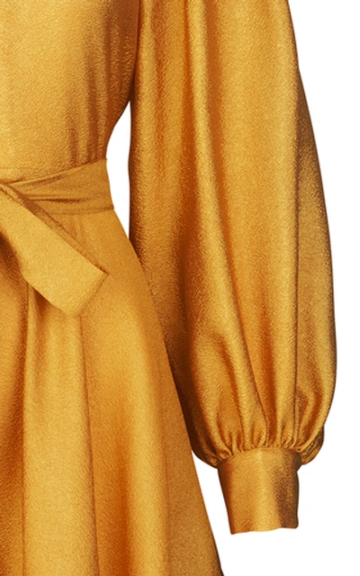 Shop Stine Goya Farrow Belted Crepe De Chine Dress In Gold