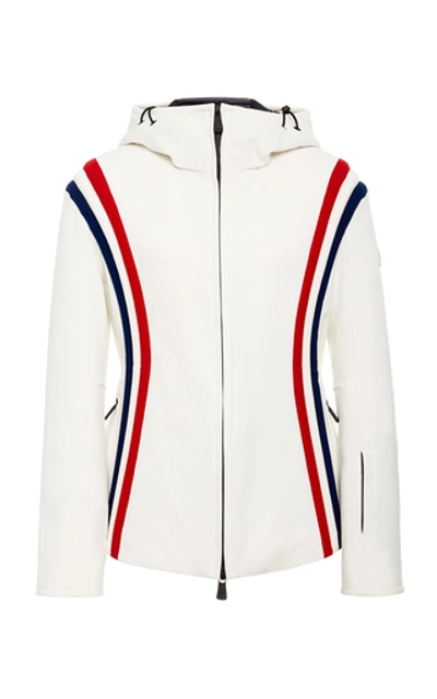 Shop Moncler Striped Shell Ski Jacket In White