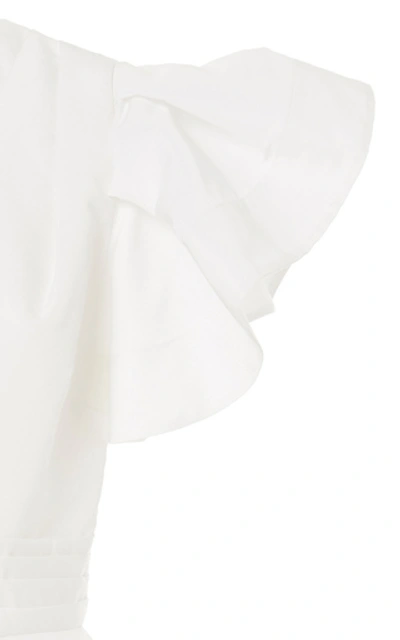 Shop Amur Liberty One-shoulder Duchess Satin Blouse In White