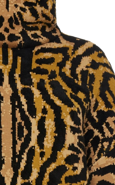 Shop Givenchy Oversized Jacquard Turtleneck Sweater In Animal