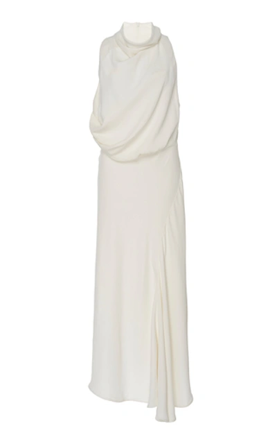 Shop Acler Indiannah Draped Crepe Maxi Dress In Ivory