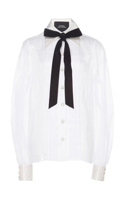 Shop Marc Jacobs Tie-detailed Cotton Blouse In White