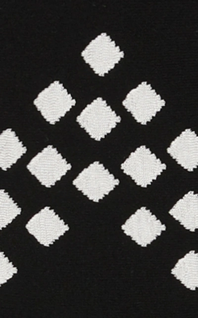 Shop Lela Rose Geometric-detailed Knit Midi Dress In Multi